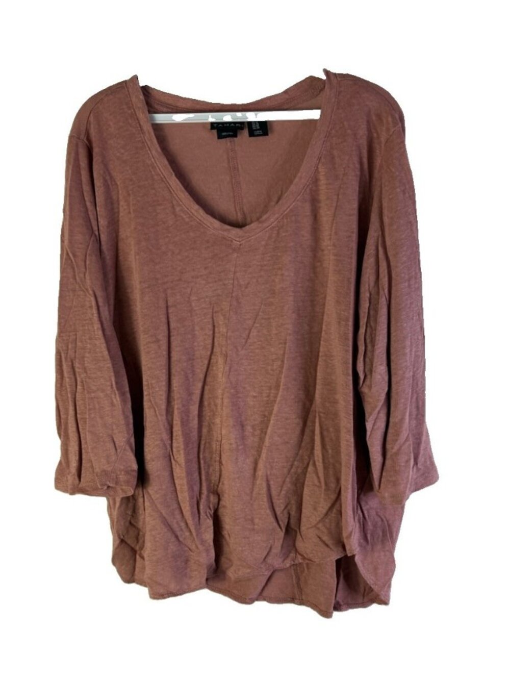 Tahari Linen Shirt Top Flowy Gauzy Pink Coastal Beach